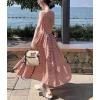 image:imagechouyatou Women Summer Boho Button Down Gingham Dress Business Casual Cotton Flowy Plaid Midi Shirt DressRed