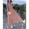 image:imagechouyatou Women Summer Boho Button Down Gingham Dress Business Casual Cotton Flowy Plaid Midi Shirt DressRed