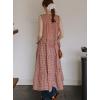 image:imagechouyatou Women Summer Boho Button Down Gingham Dress Business Casual Cotton Flowy Plaid Midi Shirt DressRed