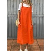 image:imagechouyatou Womens Baggy Cotton Overall Dress Summer ALine Midi Long Tunic Dress with PocketsOrange