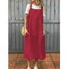 image:imagechouyatou Womens Baggy Cotton Overall Dress Summer ALine Midi Long Tunic Dress with PocketsRed
