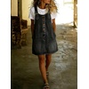 image:imagechouyatou Womens Denim Overall Dress Jean Mini Pinafore Adjustable Straps Jumper Dress With PocketsBlack Grey