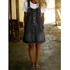 image:imagechouyatou Womens Denim Overall Dress Jean Mini Pinafore Adjustable Straps Jumper Dress With PocketsBlack Grey