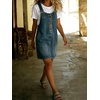 image:imagechouyatou Womens Denim Overall Dress Jean Mini Pinafore Adjustable Straps Jumper Dress With PocketsBlue