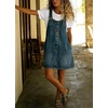 image:imagechouyatou Womens Denim Overall Dress Jean Mini Pinafore Adjustable Straps Jumper Dress With PocketsBlue
