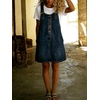 image:imagechouyatou Womens Denim Overall Dress Jean Mini Pinafore Adjustable Straps Jumper Dress With PocketsDark Blue