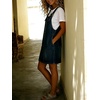 image:imagechouyatou Womens Denim Overall Dress Jean Mini Pinafore Adjustable Straps Jumper Dress With PocketsDark Blue