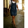 image:imagechouyatou Womens Denim Overall Dress Jean Mini Pinafore Adjustable Straps Jumper Dress With PocketsDark Blue