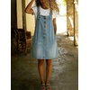 image:imagechouyatou Womens Denim Overall Dress Jean Mini Pinafore Adjustable Straps Jumper Dress With PocketsLight Blue