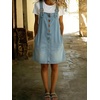 image:imagechouyatou Womens Denim Overall Dress Jean Mini Pinafore Adjustable Straps Jumper Dress With PocketsLight Blue