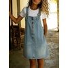 image:imagechouyatou Womens Denim Overall Dress Jean Mini Pinafore Adjustable Straps Jumper Dress With PocketsLight Blue