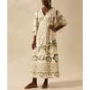 image:imagechouyatou Womens Sexy V Neck Floral Print Maxi Dress Flare Short Sleeve Beach Vacation Mexican Long DressApricot