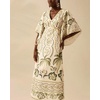 image:imagechouyatou Womens Sexy V Neck Floral Print Maxi Dress Flare Short Sleeve Beach Vacation Mexican Long DressApricot
