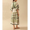 image:imagechouyatou Womens Sexy V Neck Floral Print Maxi Dress Flare Short Sleeve Beach Vacation Mexican Long DressGreen