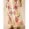 image:imagechouyatou Womens Sexy V Neck Floral Print Maxi Dress Flare Short Sleeve Beach Vacation Mexican Long DressRed