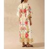 image:imagechouyatou Womens Sexy V Neck Floral Print Maxi Dress Flare Short Sleeve Beach Vacation Mexican Long DressRed