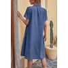 image:imagechouyatou Womens Summer Short Sleeve Button Down Denim Shirt Dress Lapel Ruffle Hem Babydoll Jean Midi DressDark Blue