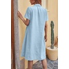 image:imagechouyatou Womens Summer Short Sleeve Button Down Denim Shirt Dress Lapel Ruffle Hem Babydoll Jean Midi DressLight Blue