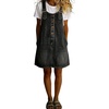 image:imagechouyatou Womens Denim Overall Dress Jean Mini Pinafore Adjustable Straps Jumper Dress With PocketsBlack Grey