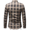 image:imagechouyatou Mens Distressed Style Frayed Raw Hen Casual Plaid ButtonDown ShirtKhaki