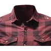 image:imagechouyatou Mens Distressed Style Frayed Raw Hen Casual Plaid ButtonDown ShirtRed