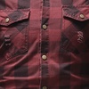 image:imagechouyatou Mens Distressed Style Frayed Raw Hen Casual Plaid ButtonDown ShirtRed