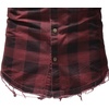 image:imagechouyatou Mens Distressed Style Frayed Raw Hen Casual Plaid ButtonDown ShirtRed