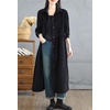 image:imagechouyatou Womens Fall Button Down Corduroy Shirt Dress Long Sleeve ALine Pleated Midi Long Winter DressBlack