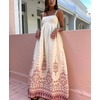 image:imagechouyatou Womens Sexy Spaghetti Strap Floral Printed Flowy Swing Bohemian Party Maxi Long Dress with PocketsPink