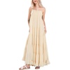 image:imagechouyatou Womens Summer Boho Flowy Spaghetti Strap Maxi Dress Smocked Back Casual Swing Beach SundressLight Khaki