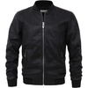 image:imagechouyatou Mens Essential Sports Zip Lightweight Pu Leather Varsity Bomber JacketBlack