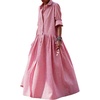 image:imagechouyatou Womens Retro Plaid Button Down Maxi Shirt Dress Long Sleeve Button Up Gingham Swing Long DressRed