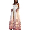 image:imagechouyatou Womens Sexy Spaghetti Strap Floral Printed Flowy Swing Bohemian Party Maxi Long Dress with PocketsPink