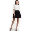 image:imagechouyatou Womens Double Waist Side Buttons Pleated SkirtBlack