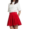 image:imagechouyatou Womens Double Waist Side Buttons Pleated SkirtRed