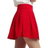 image:imagechouyatou Womens Double Waist Side Buttons Pleated SkirtRed