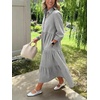 image:imagechouyatou Womens Summer Boho Striped Maxi Dress Cotton 34 Sleeve ALine Tiered Button Down Shirt DressBlack