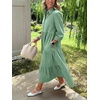 image:imagechouyatou Womens Summer Boho Striped Maxi Dress Cotton 34 Sleeve ALine Tiered Button Down Shirt DressGreen
