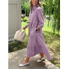 image:imagechouyatou Womens Summer Boho Striped Maxi Dress Cotton 34 Sleeve ALine Tiered Button Down Shirt DressPurple