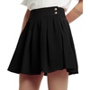 image:imagechouyatou Womens Double Waist Side Buttons Pleated SkirtBlack