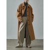 image:imagechouyatou Womens Business Casual Winter Wool Coat Single Breasted Long Sleeve Midi Long Trench Coat PeacoatCamel