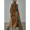 image:imagechouyatou Womens Business Casual Winter Wool Coat Single Breasted Long Sleeve Midi Long Trench Coat PeacoatCamel