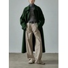 image:imagechouyatou Womens Business Casual Winter Wool Coat Single Breasted Long Sleeve Midi Long Trench Coat PeacoatGreen