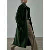 image:imagechouyatou Womens Business Casual Winter Wool Coat Single Breasted Long Sleeve Midi Long Trench Coat PeacoatGreen