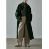 image:imagechouyatou Womens Business Casual Winter Wool Coat Single Breasted Long Sleeve Midi Long Trench Coat PeacoatGreen