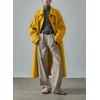 image:imagechouyatou Womens Business Casual Winter Wool Coat Single Breasted Long Sleeve Midi Long Trench Coat PeacoatYellow