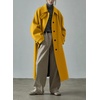 image:imagechouyatou Womens Business Casual Winter Wool Coat Single Breasted Long Sleeve Midi Long Trench Coat PeacoatYellow
