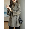 image:imagechouyatou Womens Casual Notch Lapel Double Breasted Warm Shacket Jacket Wool CoatLight Grey