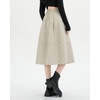 image:imagechouyatou Womens Cute Ditsy Floral Wool Midi Long Skirt Elastic Waist Flare A Line Pleated Skirt with PocketsApricot