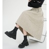 image:imagechouyatou Womens Cute Ditsy Floral Wool Midi Long Skirt Elastic Waist Flare A Line Pleated Skirt with PocketsApricot